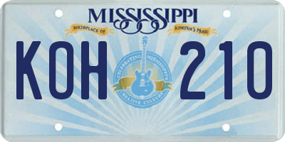 MS license plate KOH210