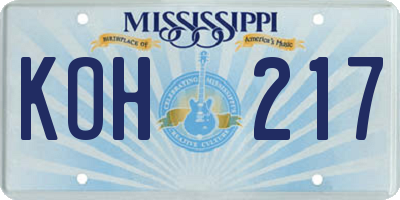 MS license plate KOH217