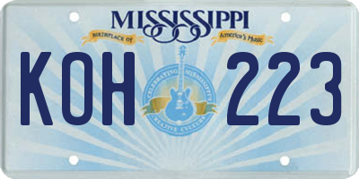 MS license plate KOH223