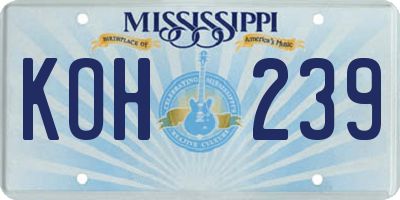 MS license plate KOH239