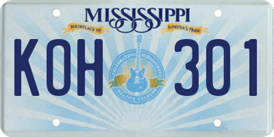 MS license plate KOH301