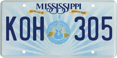 MS license plate KOH305
