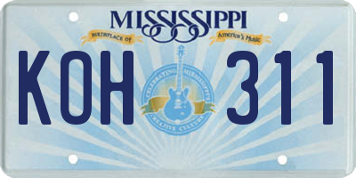 MS license plate KOH311