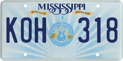 MS license plate KOH318
