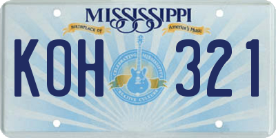 MS license plate KOH321
