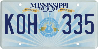 MS license plate KOH335