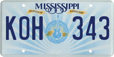 MS license plate KOH343