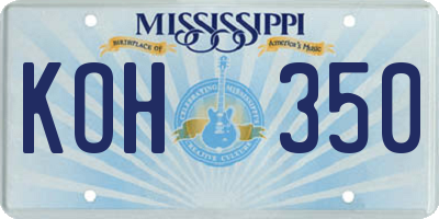 MS license plate KOH350
