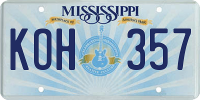 MS license plate KOH357