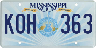 MS license plate KOH363