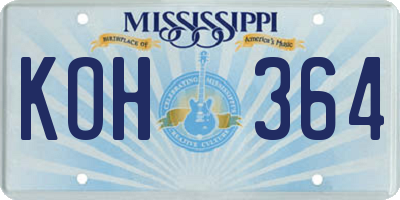 MS license plate KOH364