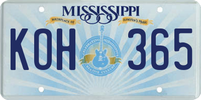 MS license plate KOH365