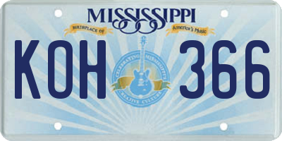 MS license plate KOH366