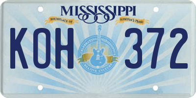 MS license plate KOH372