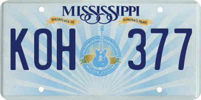 MS license plate KOH377