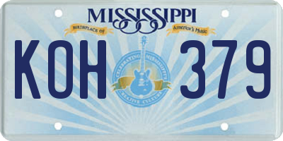 MS license plate KOH379
