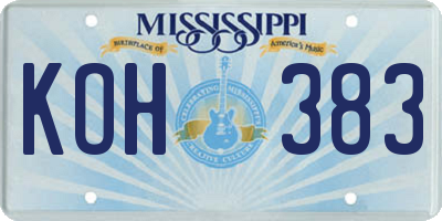 MS license plate KOH383
