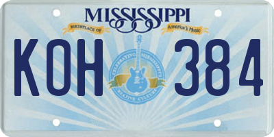 MS license plate KOH384