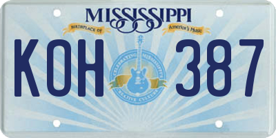 MS license plate KOH387