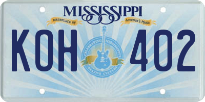 MS license plate KOH402
