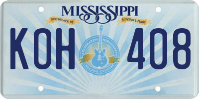 MS license plate KOH408