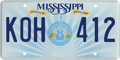 MS license plate KOH412