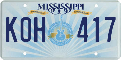 MS license plate KOH417