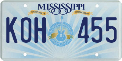 MS license plate KOH455