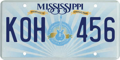 MS license plate KOH456