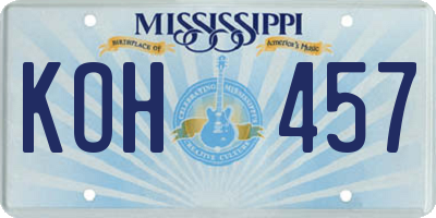 MS license plate KOH457