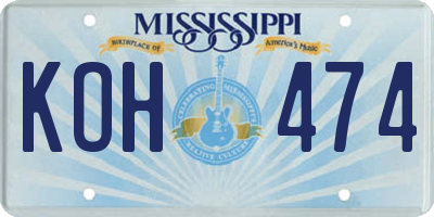 MS license plate KOH474