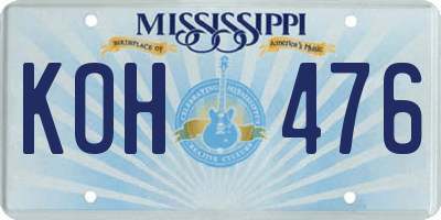 MS license plate KOH476