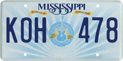 MS license plate KOH478