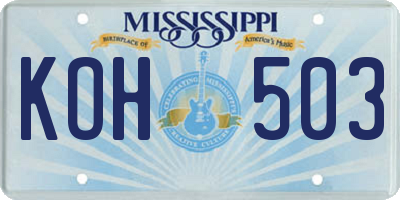 MS license plate KOH503