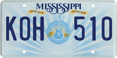 MS license plate KOH510