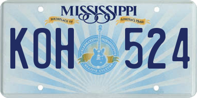 MS license plate KOH524