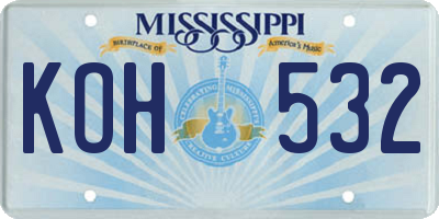 MS license plate KOH532
