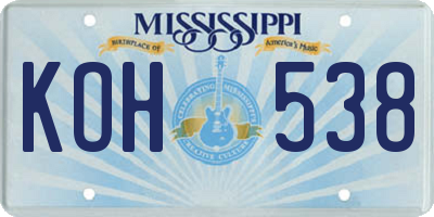 MS license plate KOH538