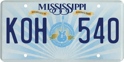 MS license plate KOH540