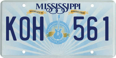 MS license plate KOH561
