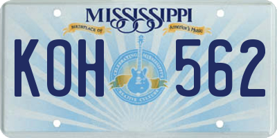 MS license plate KOH562
