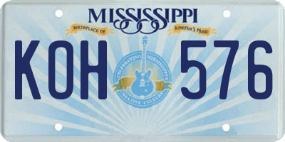 MS license plate KOH576
