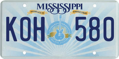 MS license plate KOH580