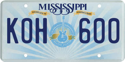 MS license plate KOH600