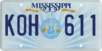 MS license plate KOH611