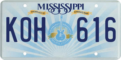 MS license plate KOH616
