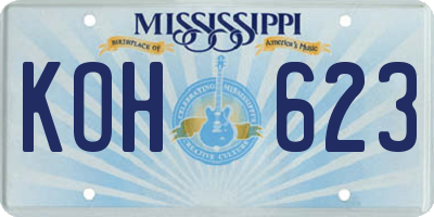 MS license plate KOH623