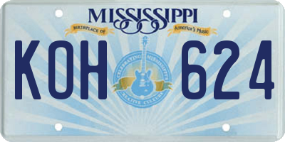 MS license plate KOH624