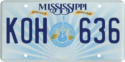 MS license plate KOH636