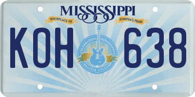 MS license plate KOH638